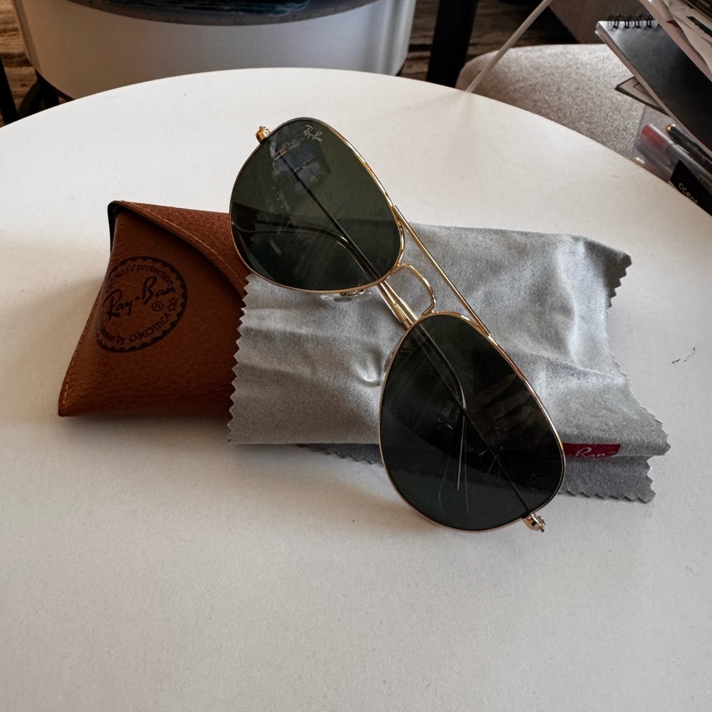 Ray-Ban Gold Frame Sunglasses with Dark Lenses